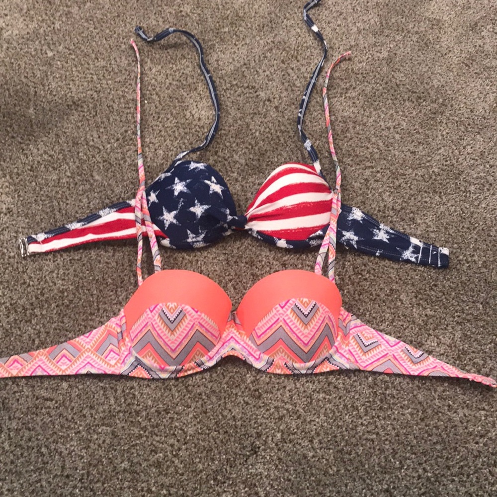 Two bikini tops.